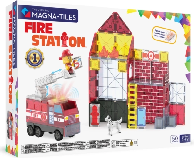 Magna-tiles construcción magnética parque de bomberos (50 piezas)