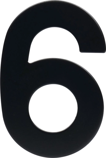 Número de casa 6, 95 mm, acero inoxidable, negro mate