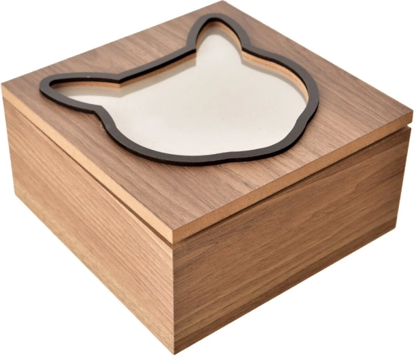 Caja de madera Lovely Cat con marco para fotografía