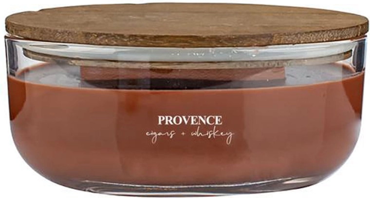 Vela aromática en vaso Provence con mecha de madera cigars & whisky 24 h