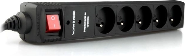 Regleta eléctrica negra de 1,5 m con 5 tomas