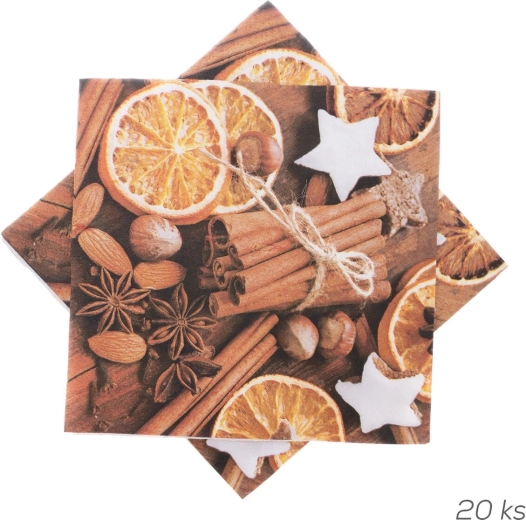 Servilletas de papel con motivo de canela 33 × 33 cm, 20 uds.