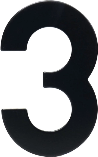 Número de casa 3, 95 mm, acero inoxidable, negro mate