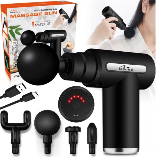 Pistola de masaje Massage Gun con 4 cabezales