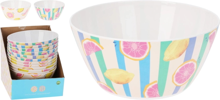 Cuenco de melamina de 25 cm, 4 l con motivo de frutas