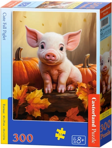 Puzzle de 300 piezas: adorable cerdito otoñal – Adorable cerdito otoñal