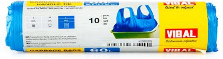 Bolsas de basura con asas 60 l, 10 uds., azules