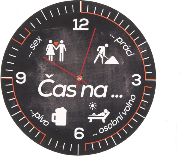 Reloj de pared de material de madera con la inscripción «Hora de…», 34 cm