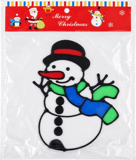 Decoración navideña de gel para ventana con muñeco de nieve, 20 × 25 cm