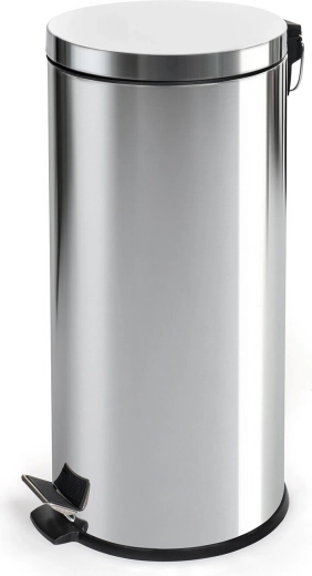 cubo de basura de acero inoxidable con pedal de 30 l y cubeta de plástico