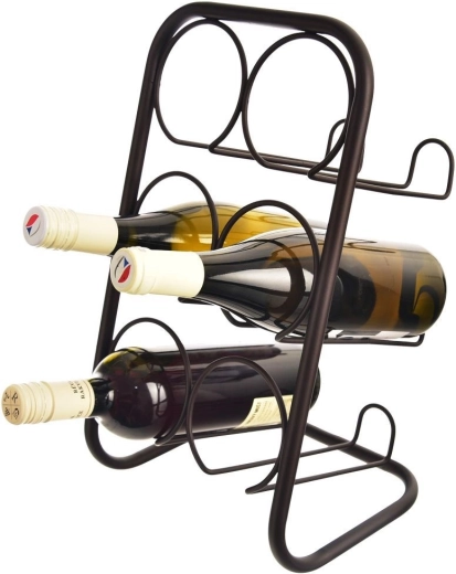 Soporte metálico para vino negro para 6 botellas