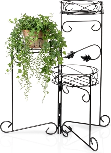 Soporte metálico para flores Vilde negro de 3 niveles 66 cm