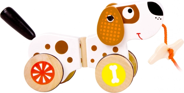 Juguete de madera de arrastre con forma de perro para niños