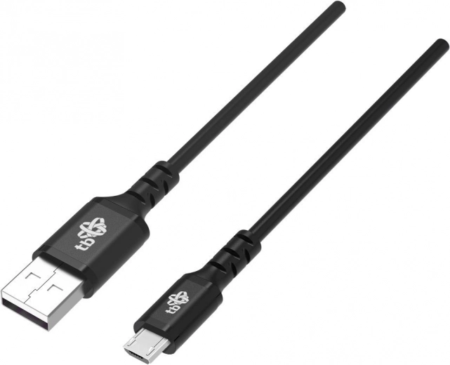 Cable USB–Micro USB de silicona de 2 m con soporte de carga rápida – negro