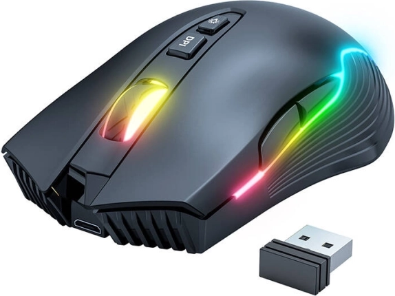 Ratón gaming inalámbrico Onikuma con iluminación RGB negro