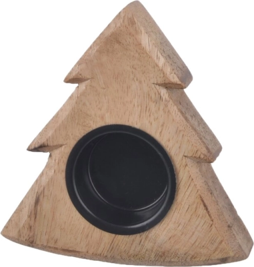 Portavelas de madera de mango con forma de arbolito
