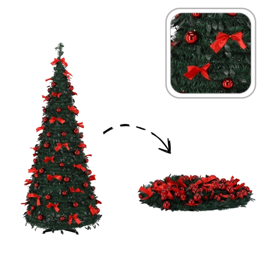 Árbol de Navidad artificial plegable Nina 150 cm con 100 luces LED - 1 pieza