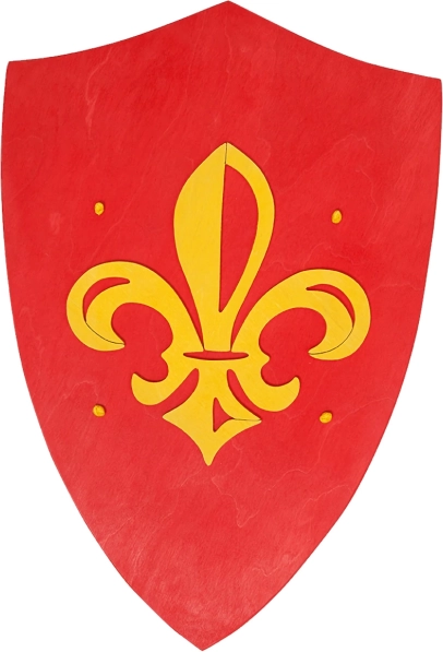 Escudo infantil de madera FAUNA ANJOU – rojo, 36 × 25 cm