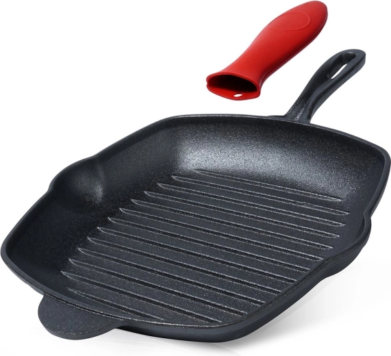 Sartén grill de hierro fundido con funda de silicona CAST LINE 28 × 28 cm