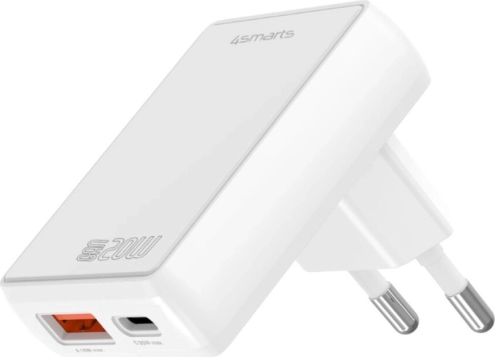 Cargador de pared FlatPlug Duos 20W USB‑C + USB‑A blanco