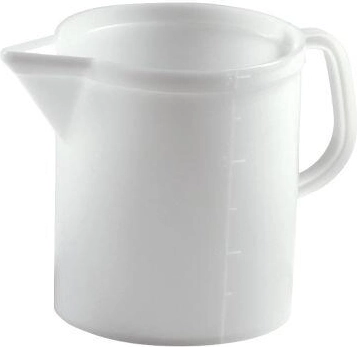 Jarra medidora de plástico de 3 l con escala – blanca