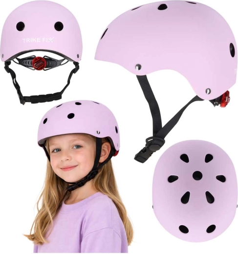 Casco infantil de ciclismo con LED TRIKE FIX, talla M (55–58 cm), morado