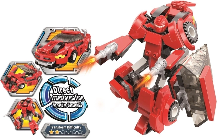 Kit de construcción Guardián de Fuego: robot y coche transformables