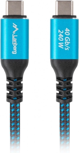 Cable USB‑C USB4 de 0,5 m, 240 W, 8K 60 Hz – negro‑azul