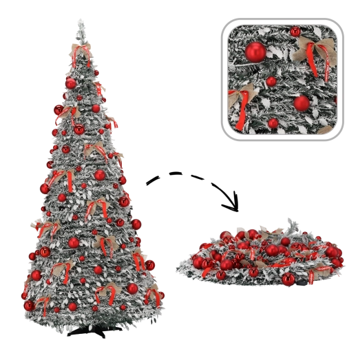 Árbol de Navidad artificial plegable Wanda 210 cm con iluminación LED y adornos