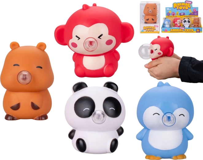 Figura blanda de animalito con burbuja 7 cm