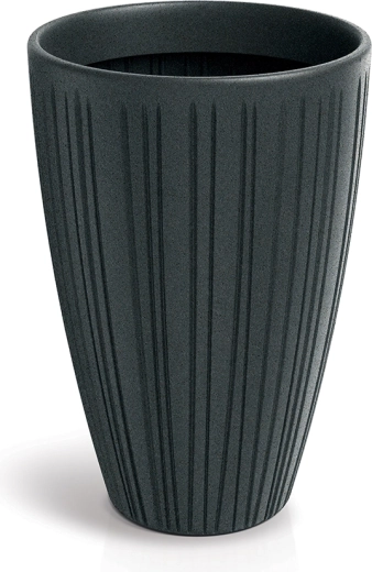 Maceta alta estriada Fero Round High 48 cm, color plomo