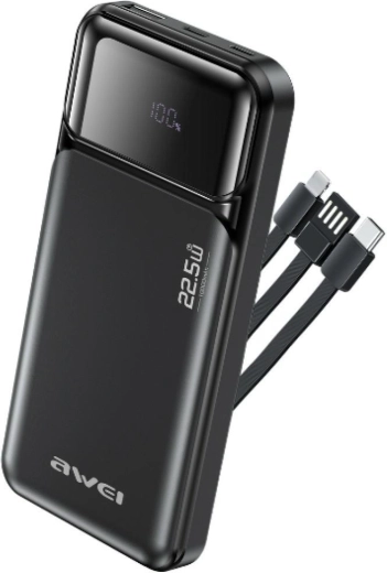 Powerbank Awei 10000 mAh con cables integrados