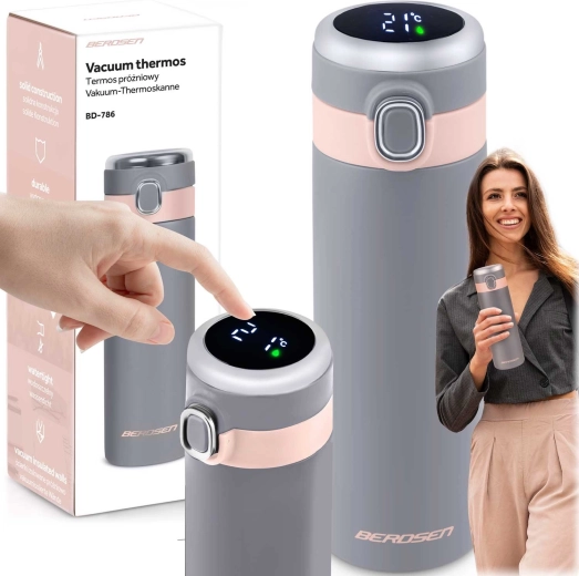 Termo al vacío de 450 ml con sensor de temperatura, gris
