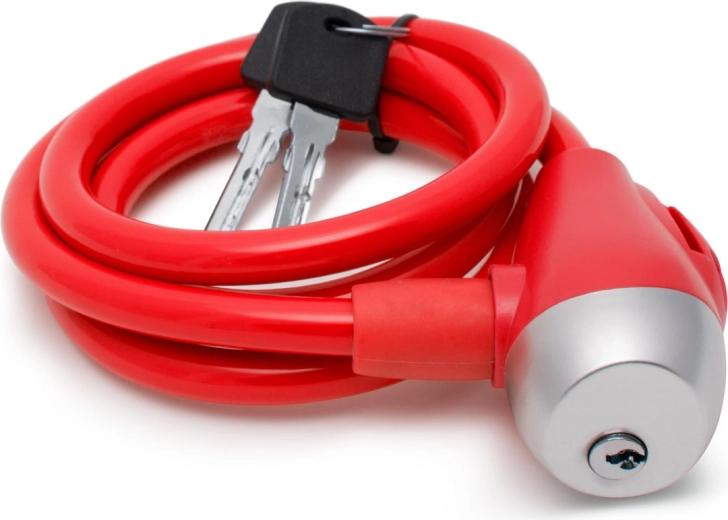 Candado de cable rojo para bicicleta