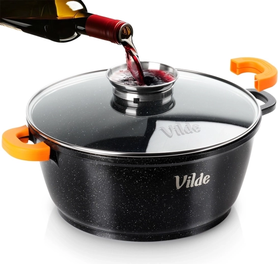 Olla de granito con tapa de vidrio TERRUNA AROMA 28 cm, 5,8 l