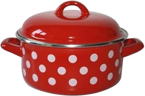 Cacerola esmaltada con tapa 20 cm 2,8 l roja Puntík con lunares