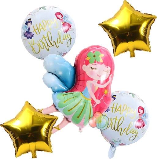 Set de globos de cumpleaños Hada, 5 uds