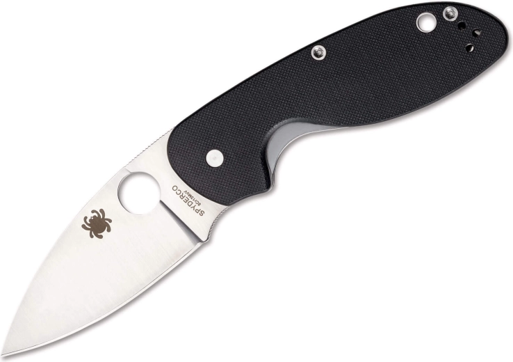 Spyderco Efficient Plain navaja plegable de bolsillo 7,6 cm, negra, G10