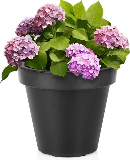 Maceta de jardín de plástico negra redonda 29 cm