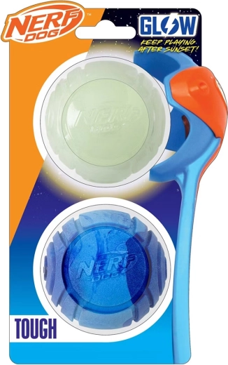 Nerf Dog set de regalo: pelota luminosa Lightning y pelota aromática Sonic 6,5 cm
