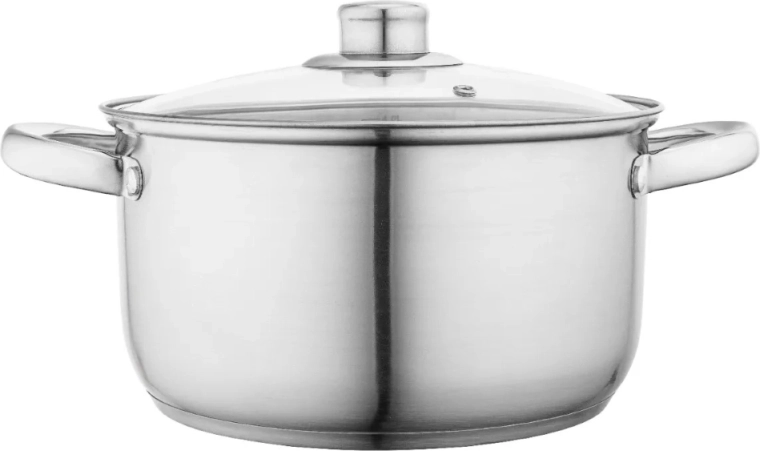 ALTOM DESIGN olla de acero inoxidable Fabio 22 cm, 4,7 l con tapa de vidrio