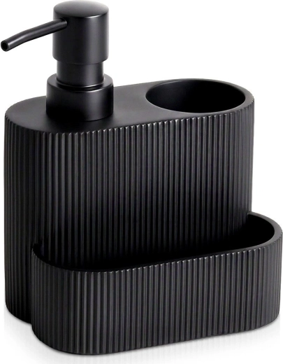 Dispensador de detergente para platos con soporte para esponja, negro 250 ml - 1 unidad