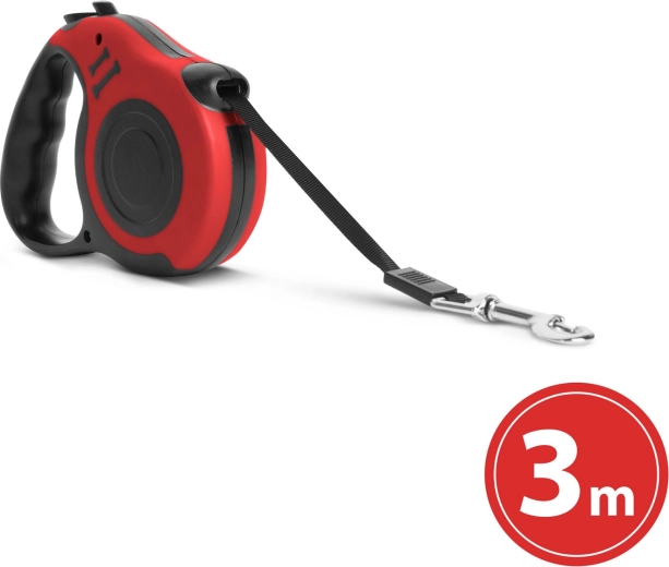 Correa automática para perros de 3 m, roja