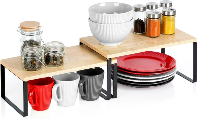 Juego de estantes de cocina de bambú, 2 uds