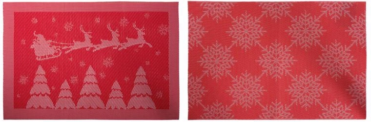 Mantel individual navideño de poliéster 30 × 45 cm, rojo