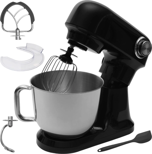Robot de cocina planetario Bauerkraft con bol de acero inoxidable de 5 l, 1500 W, negro