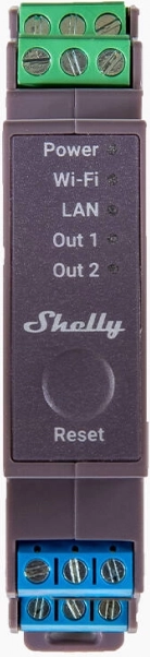 Relé de dos canales Shelly Pro 2 para carril DIN con WiFi y LAN