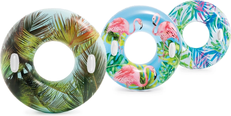 Flotador inflable con asas 97 cm – motivo tropical