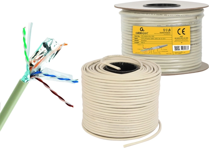 Cable de red FTP Cat 6 CCA 100 m gris