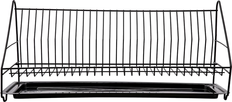 Escurridor de vajilla de 60 cm con bandeja de goteo negro
